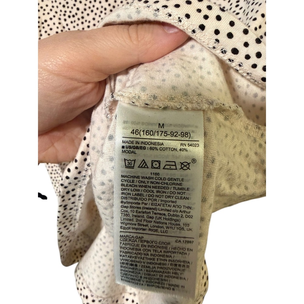 Gap Favorite T Shirt Size Medium Pink Black Micro Polka Dot Short Sleeve Crew - Picture 4 of 5